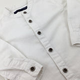 White Linen Mix Long Sleeve Shirt - Boys 9-12 Months