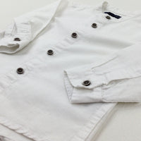 White Linen Mix Long Sleeve Shirt - Boys 9-12 Months