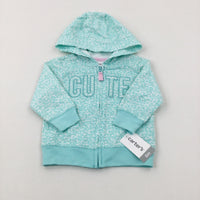 **NEW** 'Cute' Flowers Green Zip Through Hoodie - Girls 3-6 Months