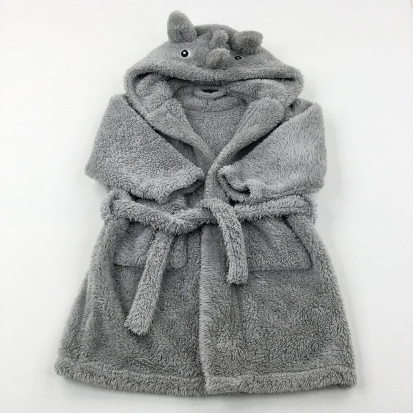 Rhino Grey Fluffy Dressing Gown - Boys 3-4 Years