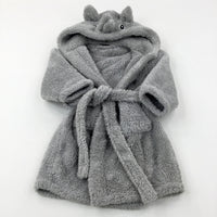 Rhino Grey Fluffy Dressing Gown - Boys 3-4 Years