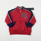 **NEW** '74' Red Navy Zip Through Sweatshirt - Boys 6-9 Months