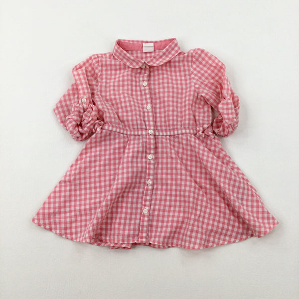 Pink Checked Dress - Girls 9-12 Months