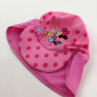 Minnie Mouse Flower Embroidered Spotty Pink Sun Hat - Girls 9-12 Months