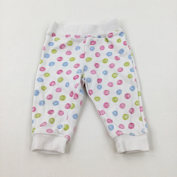 Colourful Spotty White Joggers - Girls 9-12 Months