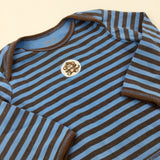 Monkey Motif Brown & Blue Striped Long Sleeve Top - Boys 6-9 Months