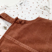 Flowers Brown Cord Dungaree Dress & Long Sleeve Top Set - Girls 9-12 Months