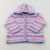 Pink & Lilac Striped Knitted Hoodie - Girls 9-12 Months