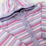 Pink & Lilac Striped Knitted Hoodie - Girls 9-12 Months