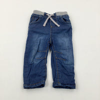 Mid Blue Denim Effect Lined Trousers - Boys 6-9 Months