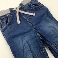 Mid Blue Denim Effect Lined Trousers - Boys 6-9 Months