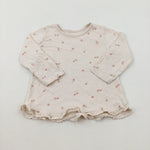 Coral Flowers Cream Long Sleeve Top - Girls 9-12 Months