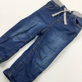 Mid Blue Denim Effect Lined Trousers - Boys 6-9 Months