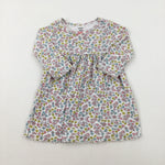 Colourful Flowers White Dress - Girls 9-12 Months