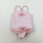 Butterflies Embroidered Pink Swim Suit - Girls 9-12 Months