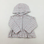 Colourful Patterned White Hoodie - Girls 9-12 Months