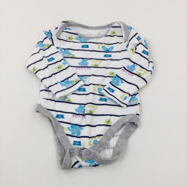 'Mike Sulley' Monsters Inc Navy Striped Bodysuit - Boys 6-9 Months