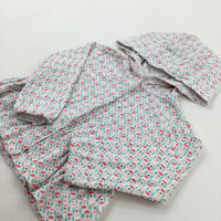 Colourful Patterned White Hoodie - Girls 9-12 Months