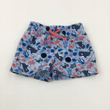 Sea Animals Blue Swim Shorts - Boys 6-9 Months