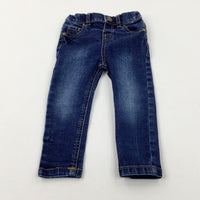 Mid Blue Denim Jeans With Adjustable Waist  - Boys 12-18 Months