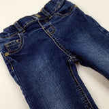 Mid Blue Denim Jeans With Adjustable Waist  - Boys 12-18 Months