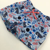 Sea Animals Blue Swim Shorts - Boys 6-9 Months