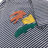 Crocodiles Embroidered Navy Striped Long Sleeve Top - Boys 6-9 Months