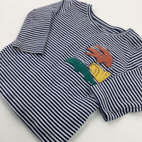 Crocodiles Embroidered Navy Striped Long Sleeve Top - Boys 6-9 Months