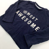 '#Most Awesome' Navy Long Sleeve Top - Boys 6-9 Months