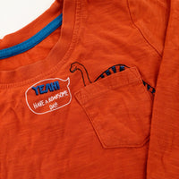 'Yeah! Have A Roarsome Day!' Dinosaur Orange Long Sleeve Top - Boys 12-18 Months