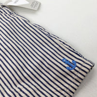 **NEW** Anchor Embroidered Blue Striped Short Dungarees & Bodysuit Set - Boys 12-18 Months