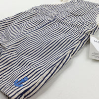 **NEW** Anchor Embroidered Blue Striped Short Dungarees & Bodysuit Set - Boys 12-18 Months