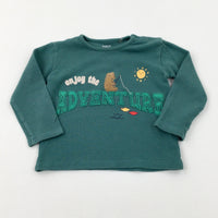 'Enjoy The Adventure' Appliqued Green Jumper - Boys 12-18 Months