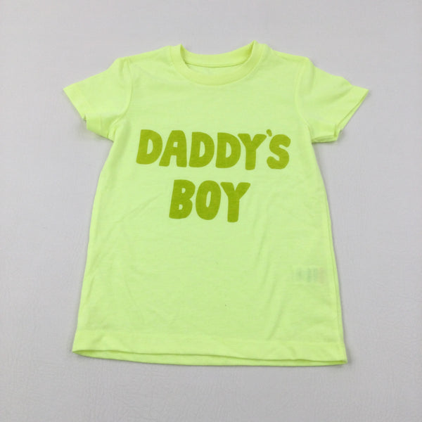 'Daddy's Boy' Neon Yellow T-Shirt - Boys 4-5 Years