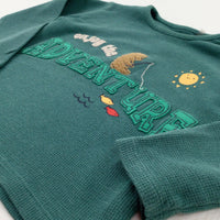 'Enjoy The Adventure' Appliqued Green Jumper - Boys 12-18 Months