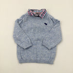 Dinosaur Motif Light Blue Knitted Jumper - Boys 9-12 Months