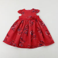 Flowers Coral Pink Dress - Girls 12-18 Months