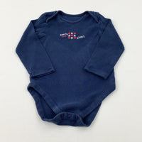 'Hearts And Kisses' Navy Long Sleeve Bodysuit - Girls 12-18 Months