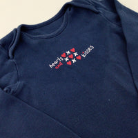 'Hearts And Kisses' Navy Long Sleeve Bodysuit - Girls 12-18 Months