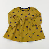 Deers & Spotty Mustard Yellow Jersey Dress - Girls 12-18 Months