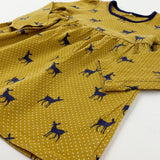 Deers & Spotty Mustard Yellow Jersey Dress - Girls 12-18 Months