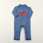 Crab Blue Striped Beach Suit - Boys 9-12 Months