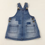 Mid Blue Denim Dungaree Dress - Girls 12-18 Months