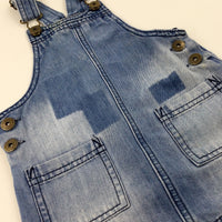 Mid Blue Denim Dungaree Dress - Girls 12-18 Months