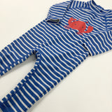 Crab Blue Striped Beach Suit - Boys 9-12 Months