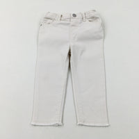 White Denim Jeans With Adjustable Waist - Girls 12-18 Months