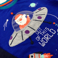 'Out Of This World' Santa & Spaceship Blue Long Sleeve Top - Boys 4-5 Years