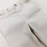 White Denim Jeans With Adjustable Waist - Girls 12-18 Months