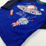 'Out Of This World' Santa & Spaceship Blue Long Sleeve Top - Boys 4-5 Years