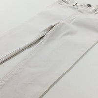 White Denim Jeans With Adjustable Waist - Girls 12-18 Months